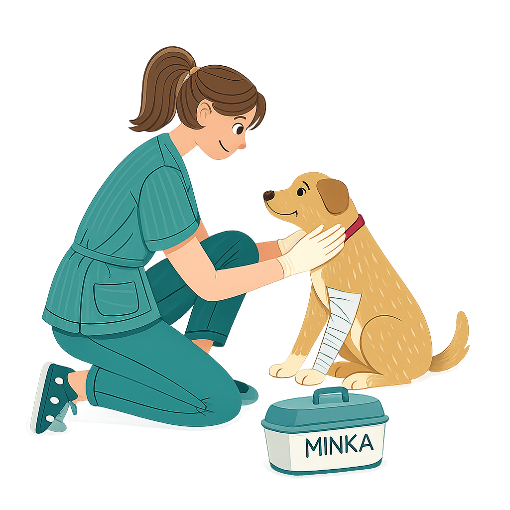 Veterinaria junto a una mascota